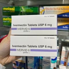 Ivermectin Ivervid USP 6mg - Viên uống điều trị nhiễm ký sinh trùng ở đường ruột, da và mắt, hộp 10x10 viên