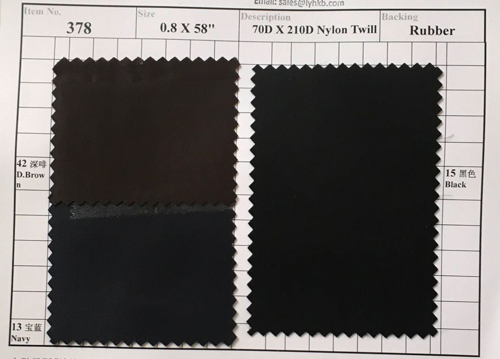 Item 378: 70D x 210D Nylon Twill Backing Rubber