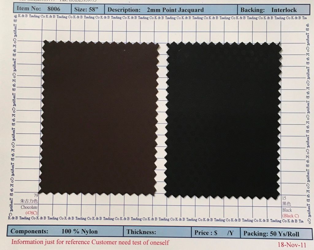 Item 8006: 2mm Point Jacquard Backing Interlock