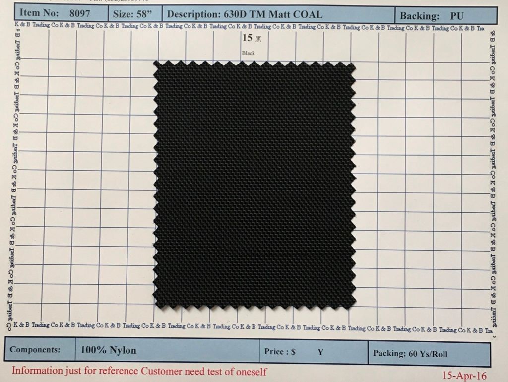 Item 8097: 630D TM Matt Coal Backing PU