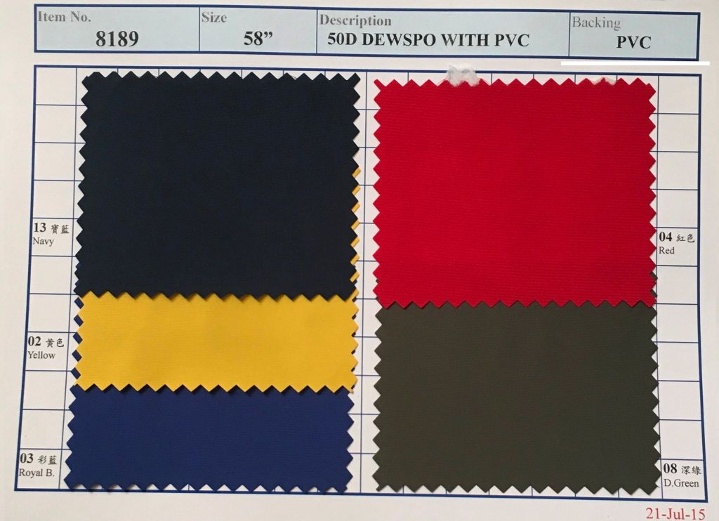 Item 8189: 50D Dewspo Backing PVC