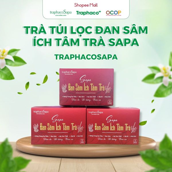  Trà Túi Lọc Đan Sâm Ích Tâm Trà Sapa TRAPHACOSAPA Dưỡng Tâm Dưỡng Huyết Tốt Cho Tim Mạch Hộp 18 Túi Lọc 