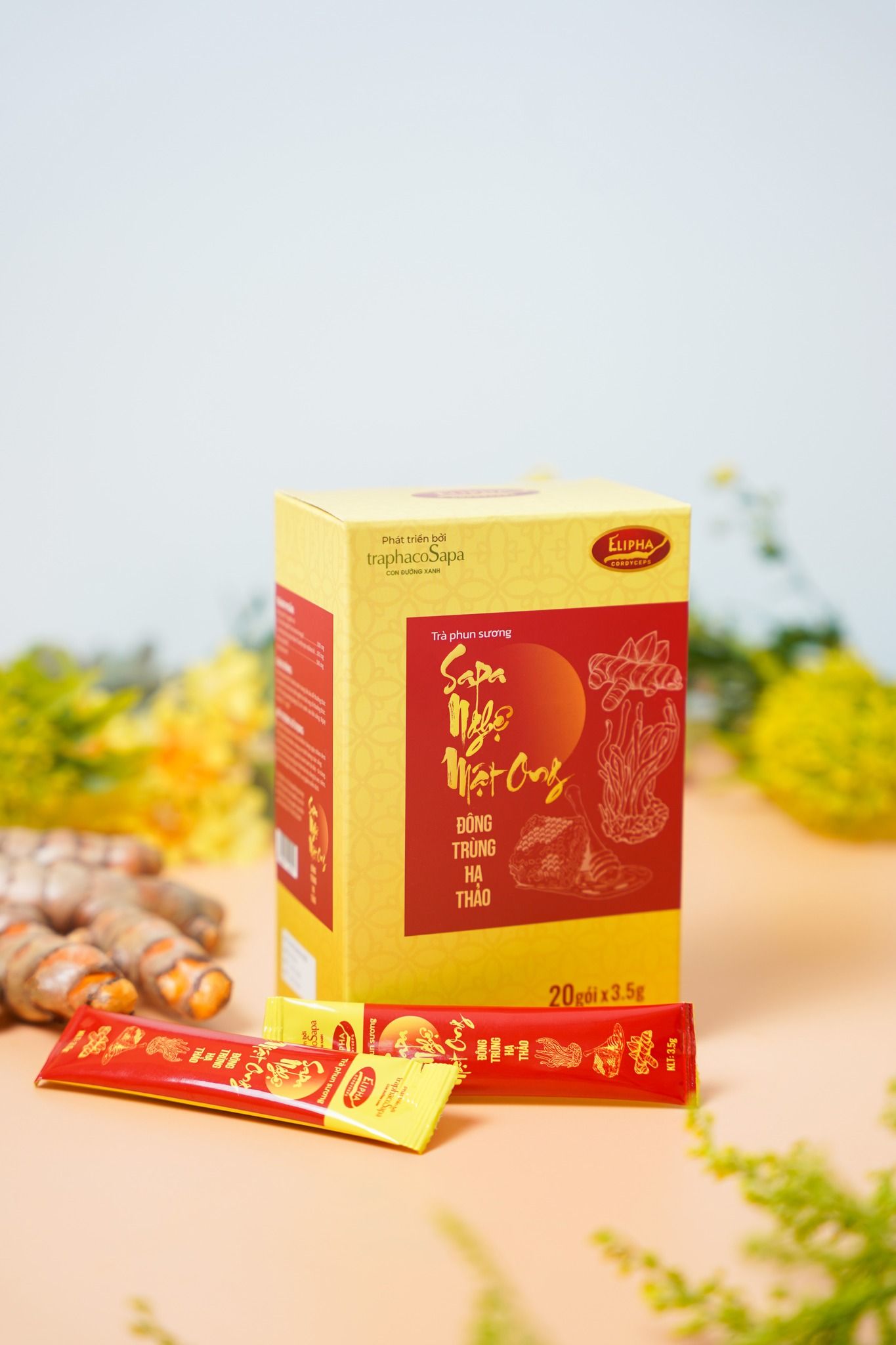  SaPa Nghệ Mật ong Đông trùng hạ thảo - Hộp 20 gói 