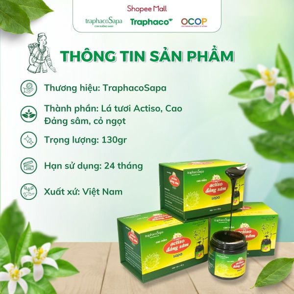  Cao Mềm Atiso Đảng Sâm Sapa TRAPHACOSAPA Loại Đậm Đặc Actiso Chống Lão Hoá Thanh Lọc Gan 130gr 