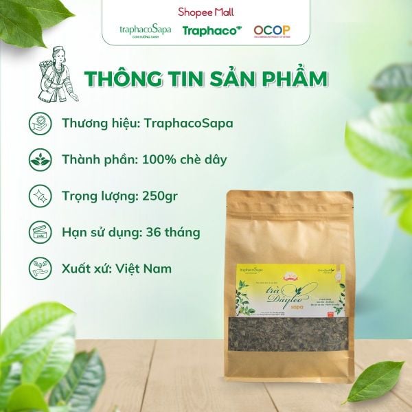  Trà Thảo Dược Dây Leo Sapa TRAPHACOSAPA OCOP 4 Sao Bảo vệ dạ dày 250gr 
