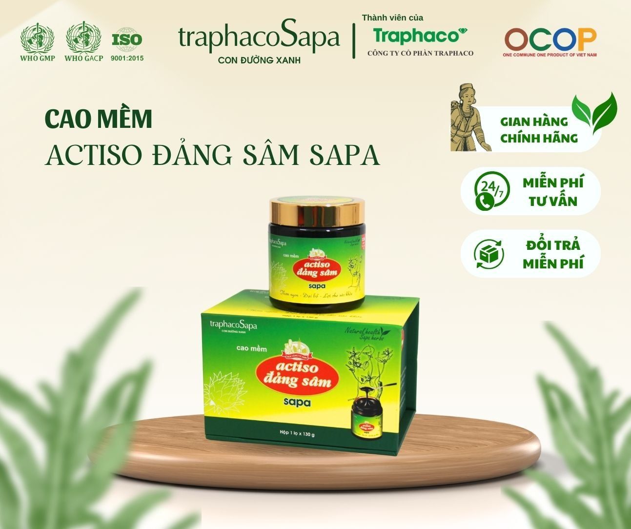  Cao Mềm Actiso Đảng sâm Sapa - Hộp 130g 