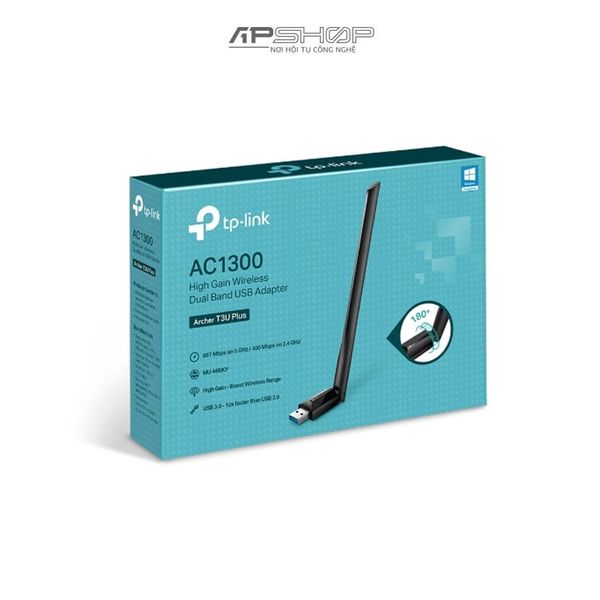 Bộ Chuyển Đổi WiFi USB TP Link Archer T3U Plus Băng Tần Kép Độ Lợi Cao AC1300