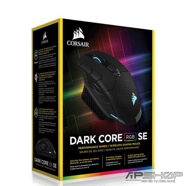 Chuột Corsair Dark Core RGB SE Wireless - Sạc pin không dây