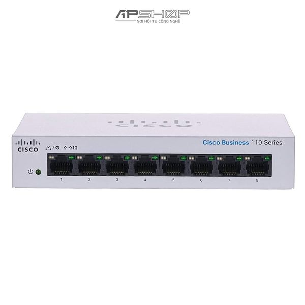 Switch Cisco CBS110 Unmanaged 8Port GE, Partial PoE, Desktop, Ext PS - Hàng chính hãng