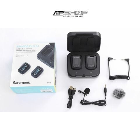 Bộ micro không dây Saramonic Blink500 ProX B1 | Cổng 3.5mm có hộp sạc