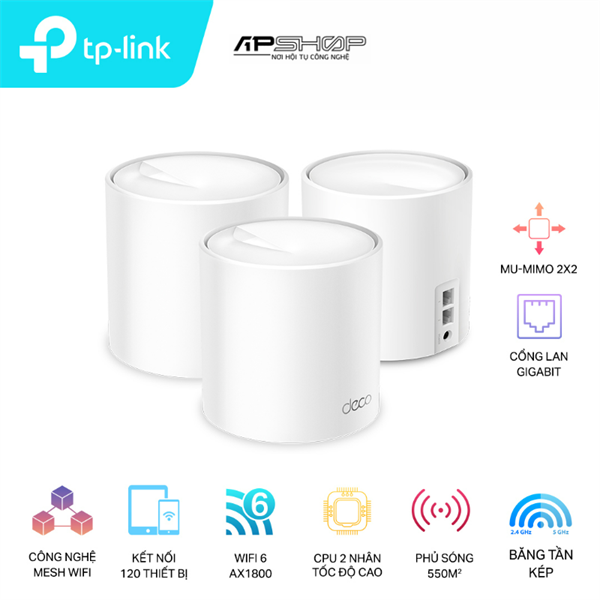 Hệ thống WiFi 6 TP Link Mesh cho Gia đình AX1800 | Deco X20 | Chính hãng