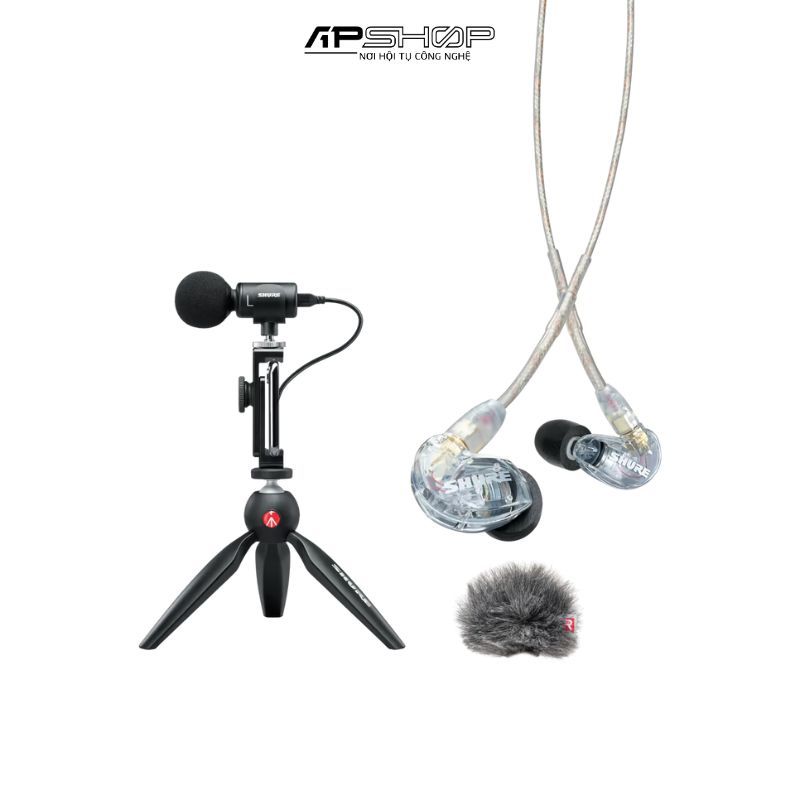 Bộ micro thu âm condenser stereo Shure MV88+ kèm tai nghe Shure SE215 và chân tripod để bàn