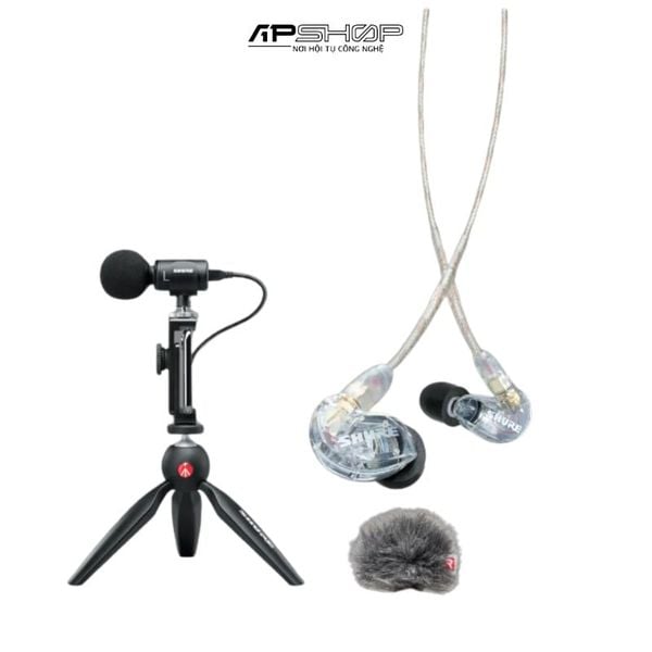 Bộ micro thu âm condenser stereo Shure MV88+ kèm tai nghe Shure SE215 và chân tripod để bàn