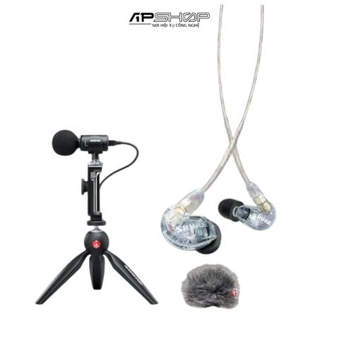 Bộ micro thu âm condenser stereo Shure MV88+ kèm tai nghe Shure SE215 và chân tripod để bàn