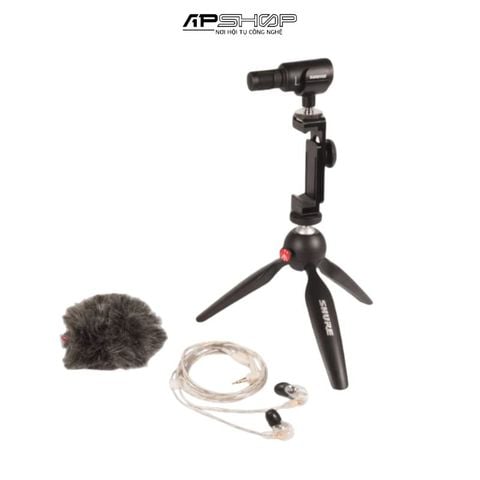 Bộ micro thu âm condenser stereo Shure MV88+ kèm tai nghe Shure SE215 và chân tripod để bàn