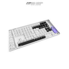 Keycap AKKO Black on White PBT Double-Shot ASA profile | Chính hãng