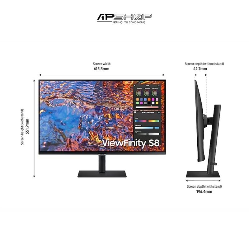 Màn hình Samsung ViewFinity S8 LS27B800 27 IPS 4K 60Hz USB C 90W  Chính hãng