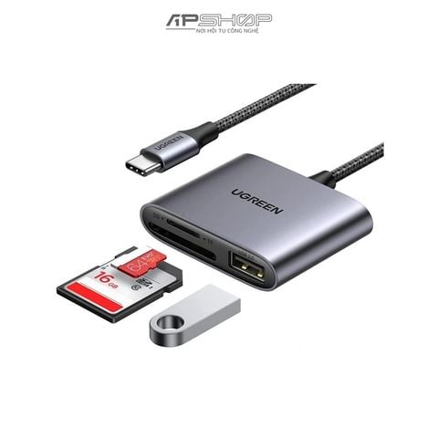 Đầu đọc thẻ nhớ UGREEN USB-C to SDTF + USB 2.0 Memory Card Reader CM387