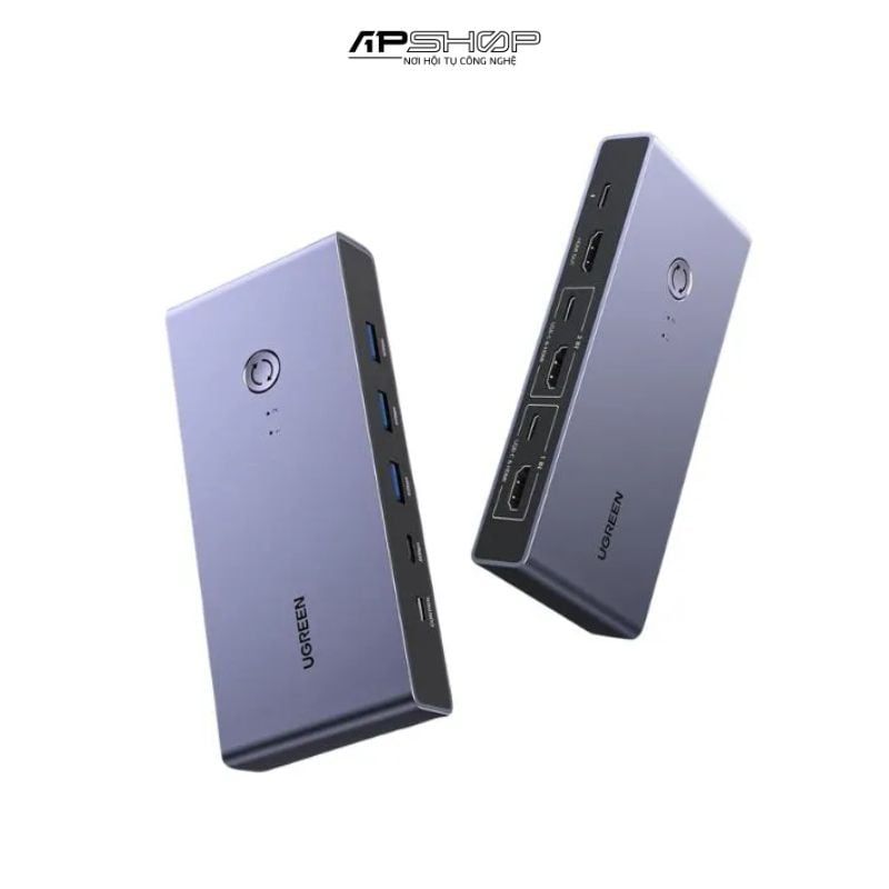 Bộ chuyển KVM 2 cổng HDMI 2.1 Ugreen 25961, độ phân giải 8K60Hz, 3 cổng USB 3.0, 1 Cổng USB C 5Gbps