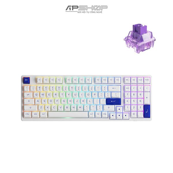 Bàn phím AKKO 3098B RGB Blue On White 3 Mod | Hotswap 5 Pin | Chính hãng