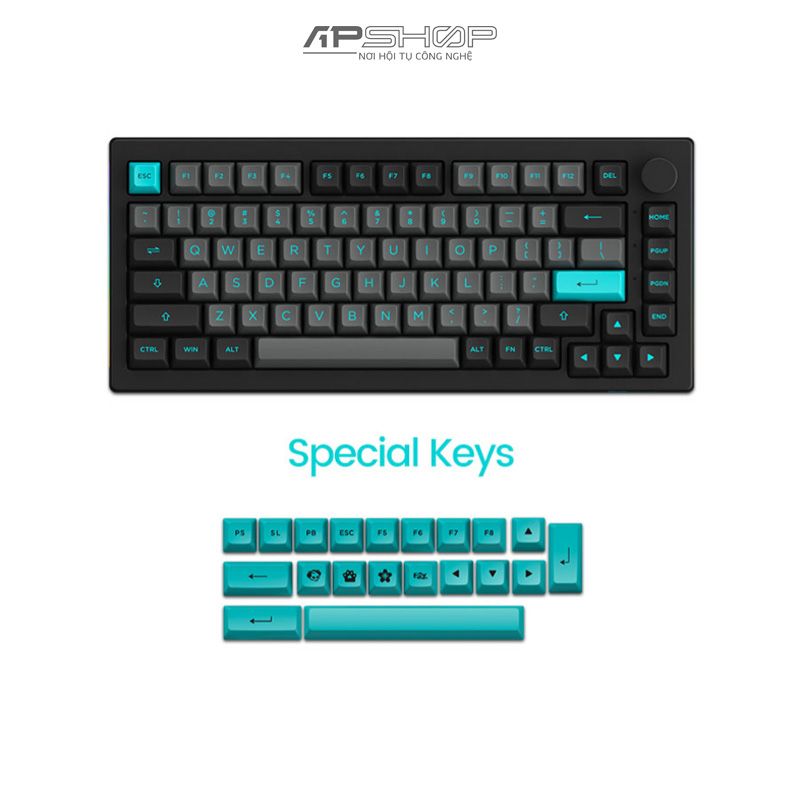 Bàn phím AKKO 5075B Plus Black & Cyan RGB 3 Mod | Hotswap 5 Pin | Chính hãng