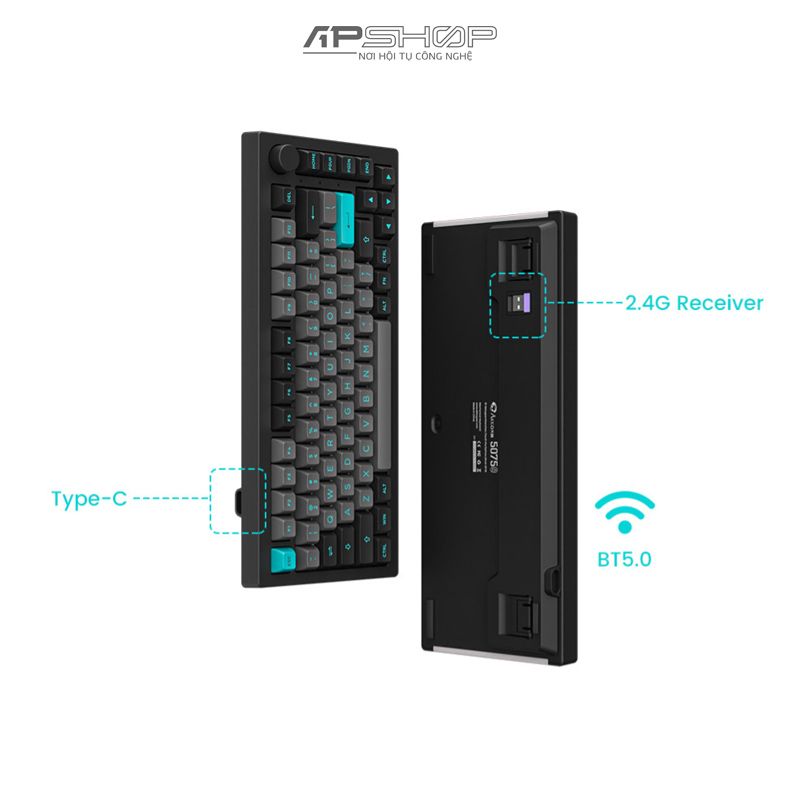 Bàn phím AKKO 5075B Plus Black & Cyan RGB 3 Mod | Hotswap 5 Pin | Chính hãng