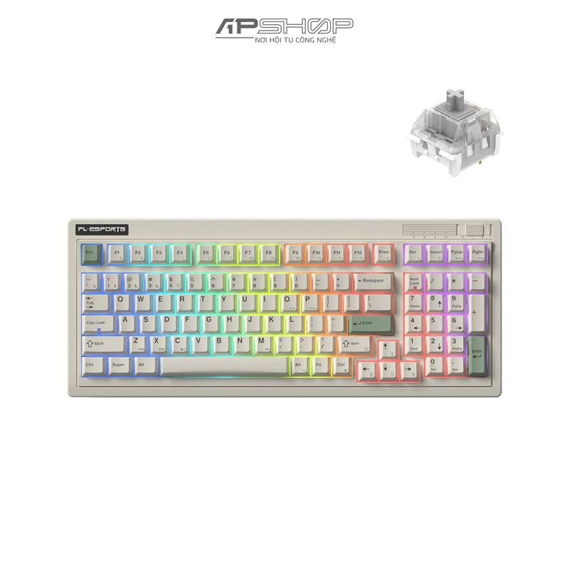 Bàn phím cơ không dây FL Esports OG98 Classic White RGB  3 Mod