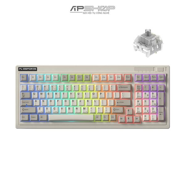 Bàn phím cơ không dây FL Esports OG98 Retro Grey RGB | 3 Mod