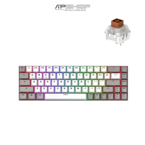 Bàn phím FL Esport F12 RGB White and Grey Hotswap 3 Mod | Chính hãng