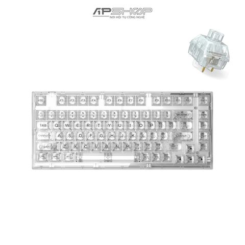 Bàn phím FL Esport Q75 Transparent White Light Ice 3 Mode Bluetooth + Wireless | Chính hãng