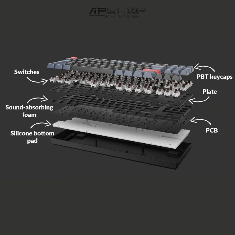 Bàn phím Keychron K8 Pro Led đơn | Bản Full | Nhựa | Hot swap Gateron G Pro | Chính hãng