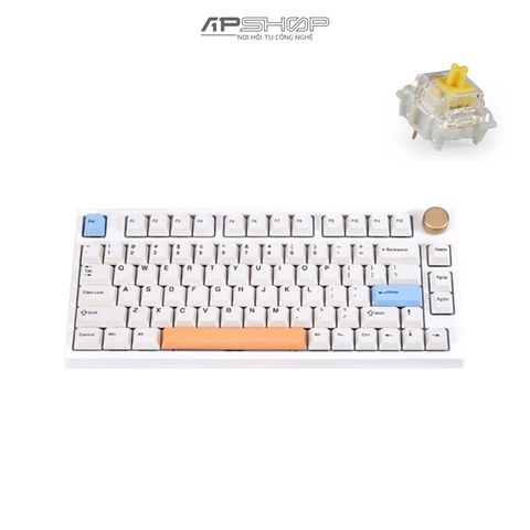 Bàn phím Keydous NJ80 AP White Case Brass Plate 3 Mode