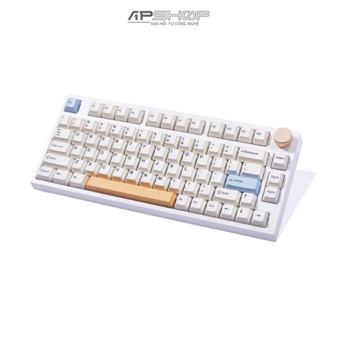 Bàn phím Keydous NJ80 AP White Case Brass Plate 3 Mode Bluetooth + Wireless | Chính hãng