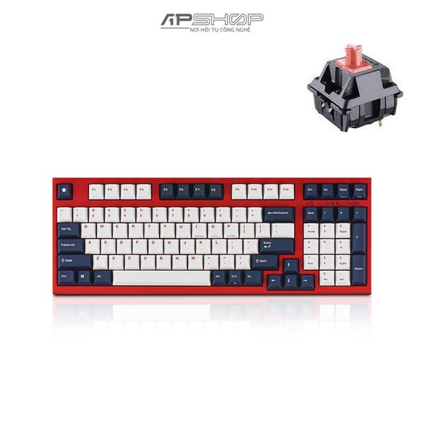 Bàn phím Leopold FC980M BT Blue Star White Red Font Bluetooth | Chính hãng