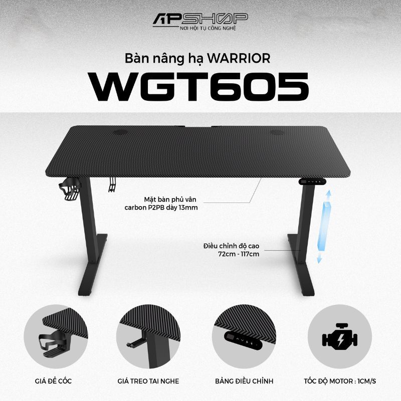 Bàn nâng hạ WARRIOR – Paladin Series – WGT605 Black