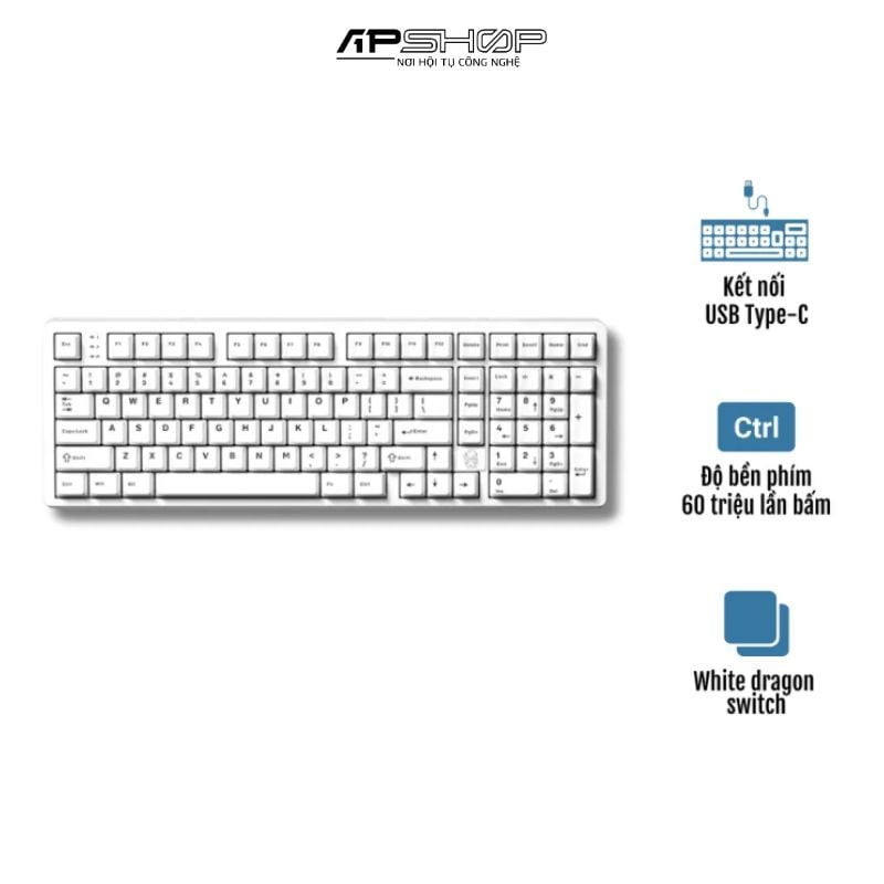 Bàn phím cơ Aula LEOBOG Hi98  Màu trắng
