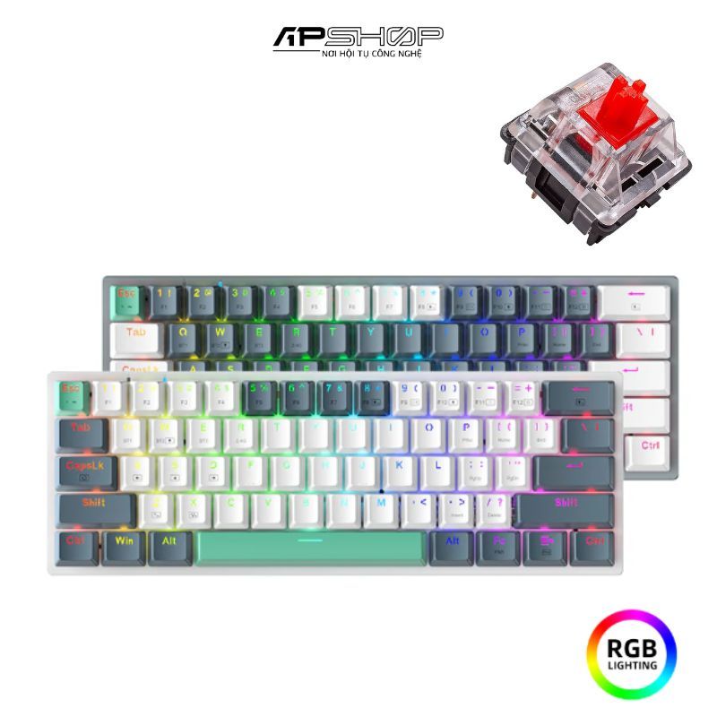Bàn Phím Cơ Machenike K500-B61W RGB | 3 Mod | Hotswap 3 Pin