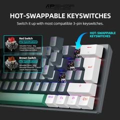 Bàn Phím Cơ Machenike K500-B61W RGB | 3 Mod | Hotswap 3 Pin