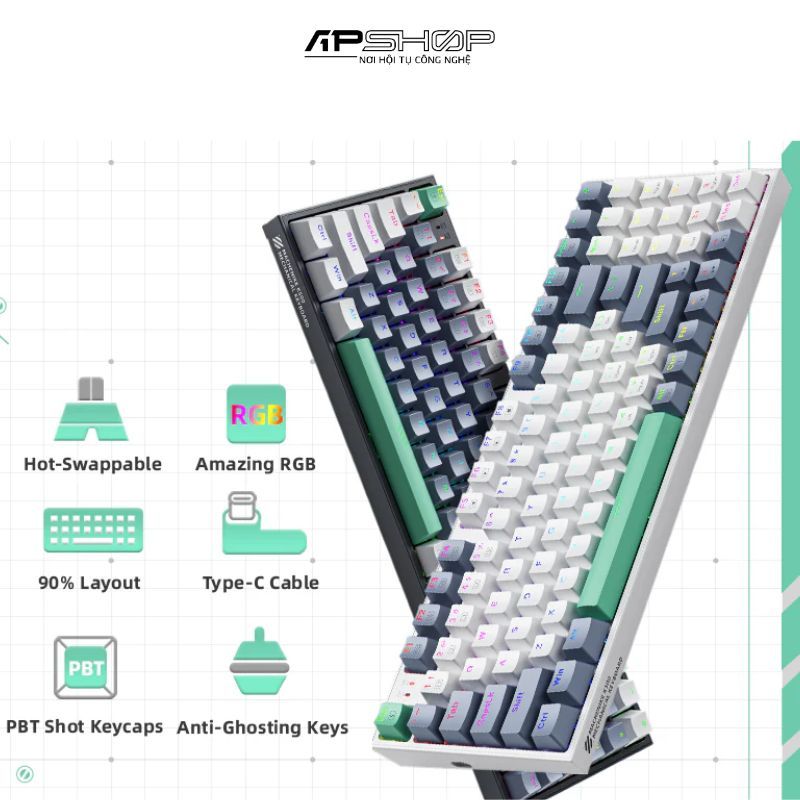 Bàn Phím Cơ Machenike K500-B94W RGB  3 Mod  Hotswap 3 Pin