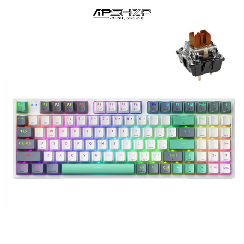Bàn phím Machenike K500 Pro-B94W RGB | 3 Mode | Hotswap 3-5 Pin