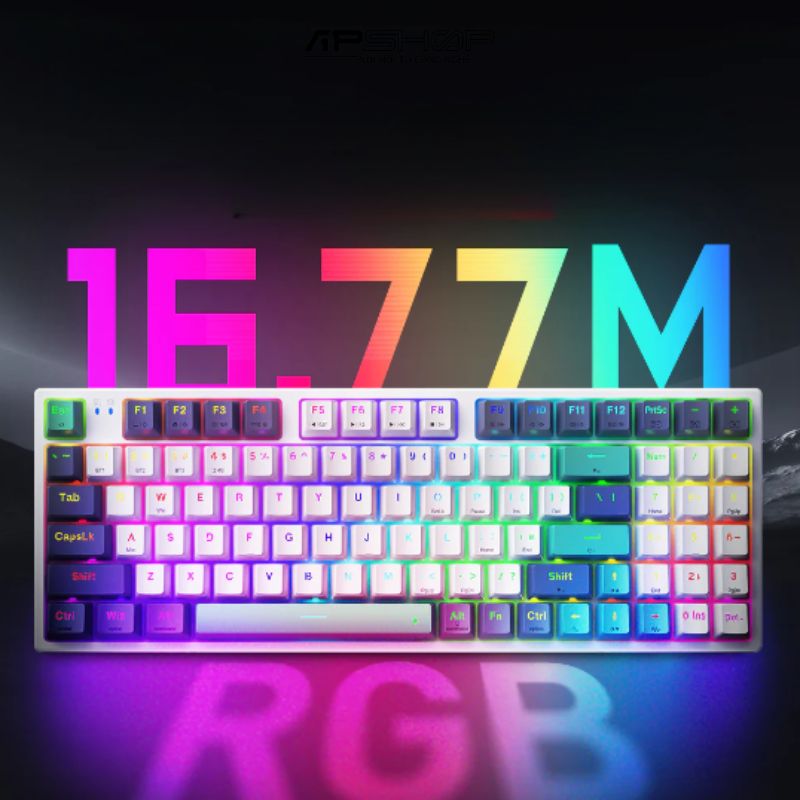 Bàn phím Machenike K500 Pro-B94W RGB | 3 Mode | Hotswap 3-5 Pin