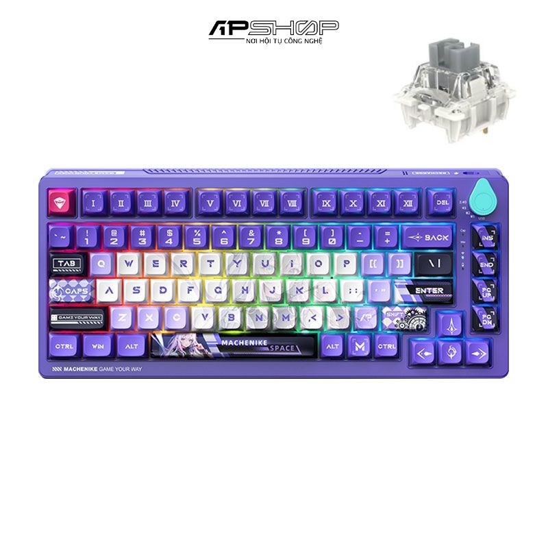 Bàn phím Machenike K600T-B8 Grey Blue RGB  3 Mode  Hotswap 3-5 Pin