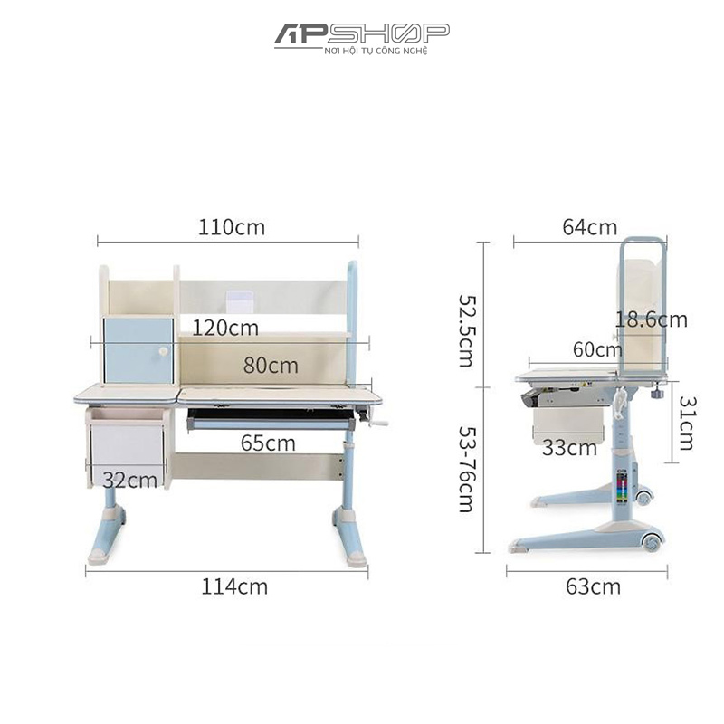 Bộ bàn công thái học cho trẻ em Ergonomic ERD-H3 | Chính hãng