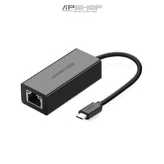Bộ Chuyển Đổi UGREEN USB 2.0 USB C 10/100Mbps Ethernet Adapter 110mm (Black) 30287