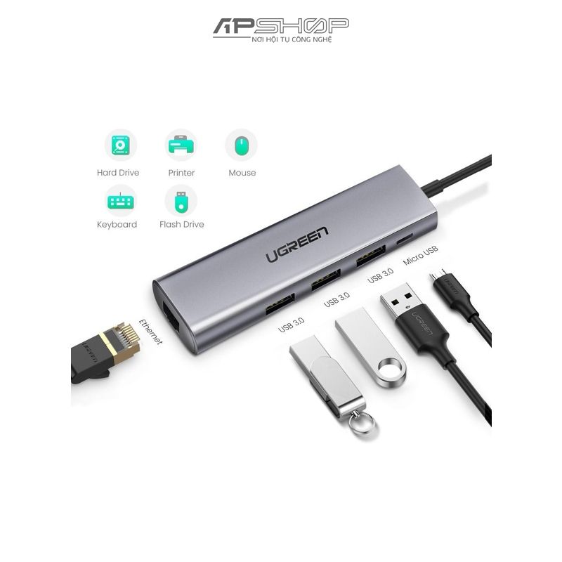 Bộ Chuyển Đổi UGREEN USB3.0 Multifunction Adapter (Gray) 60812