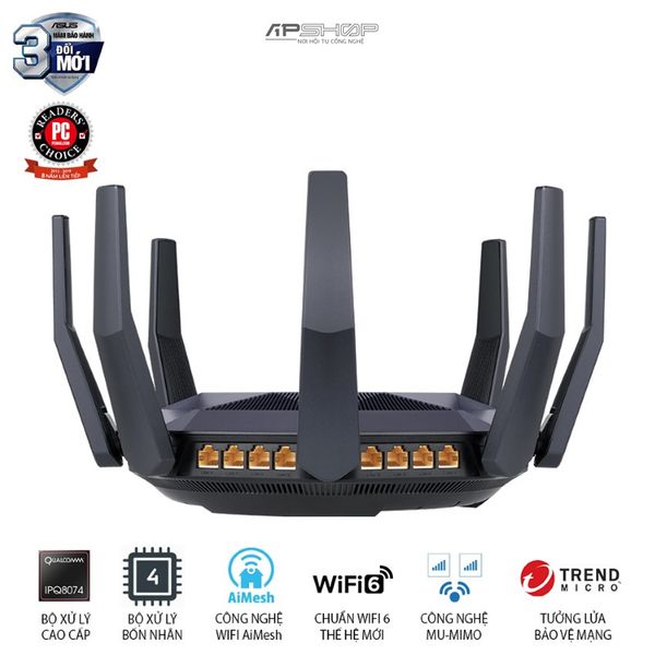 Bộ Phát Wifi Asus AX6000 Wifi 6 AiMesh 360 Wifi Mesh 2 Băng Tần - Hàng chính hãng