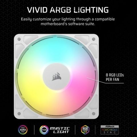 Bộ 3 Quạt Corsair RS120 ARGB White