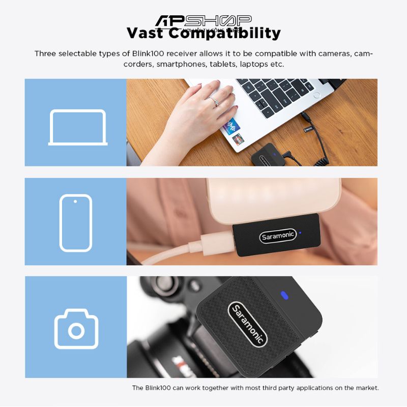 Bộ micro không dây Saramonic Blink100 B2 | Cổng 3.5mm