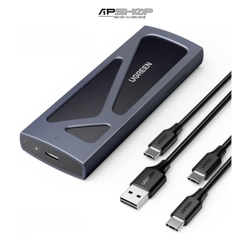 Box ổ cứng SSD M.2 NVMe USB 3.2 10Gbps Ugreen 15512, Hỗ trợ 8TB, UASP Trim cho M-Key và M&B Key 2230/2242/2260/2280