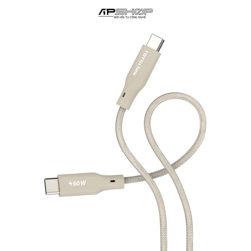 Cáp sạc nhanh 60W ToToLink T602CC | Bọc dù USB C to USB C 2M